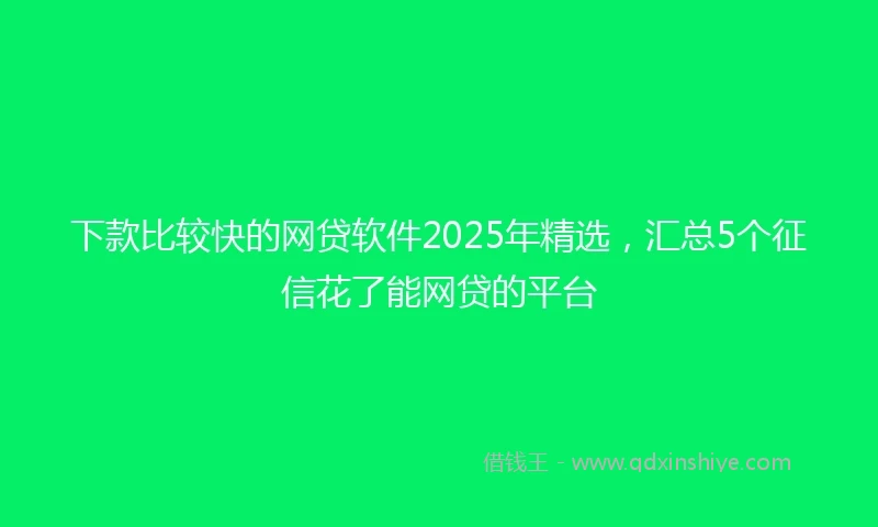 下款比较快的网贷软件2025年精选，汇总5个征信花了能网贷的平台