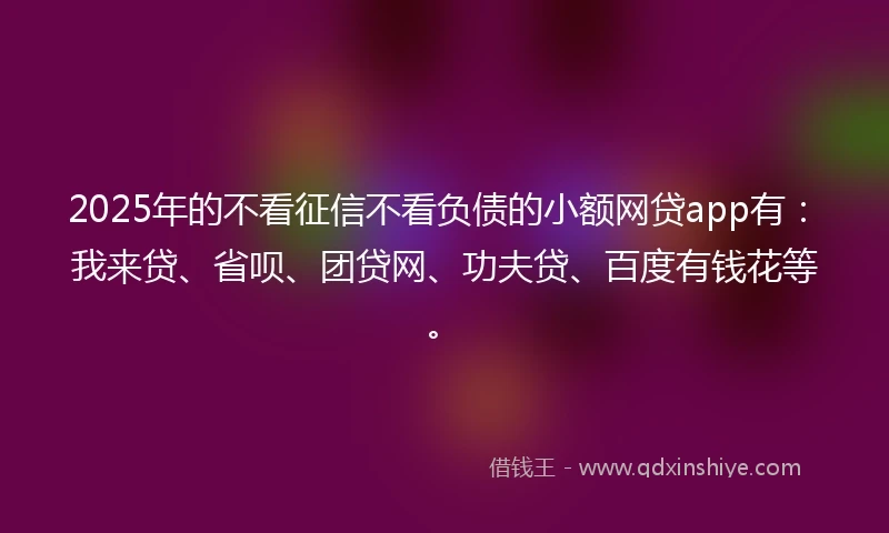 2025年的不看征信不看负债的小额网贷app有：我来贷、省呗、团贷网、功夫贷、百度有钱花等。