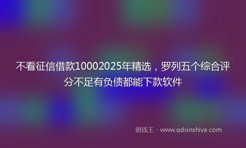 不看征信借款10002025年精选，罗列五个综合评分不足有负债都能下款软件