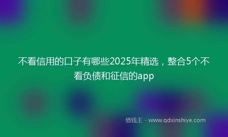 不看信用的口子有哪些2025年精选，整合5个不看负债和征信的app