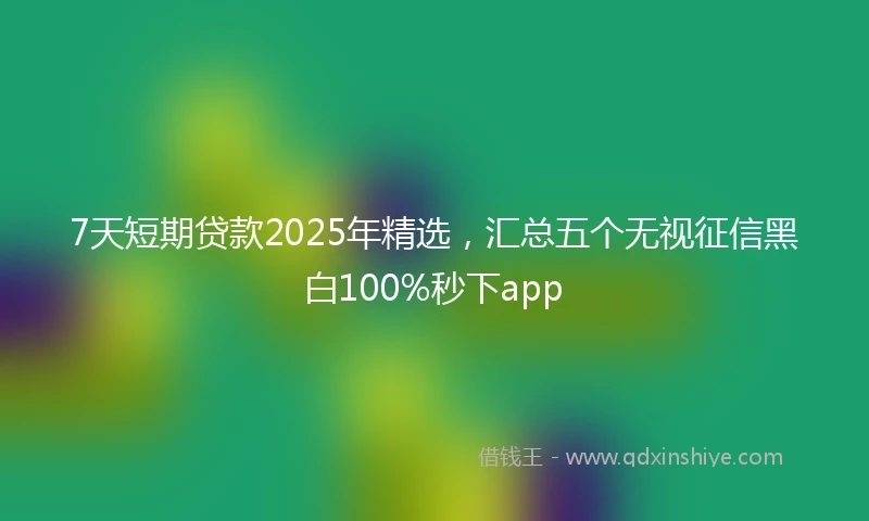 7天短期贷款2025年精选，汇总五个无视征信黑白100%秒下app