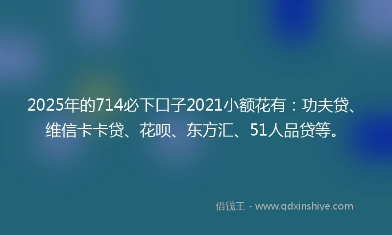 2025年的714必下口子2021小额花有：功夫贷、维信卡卡贷、花呗、东方汇、51人品贷等。
