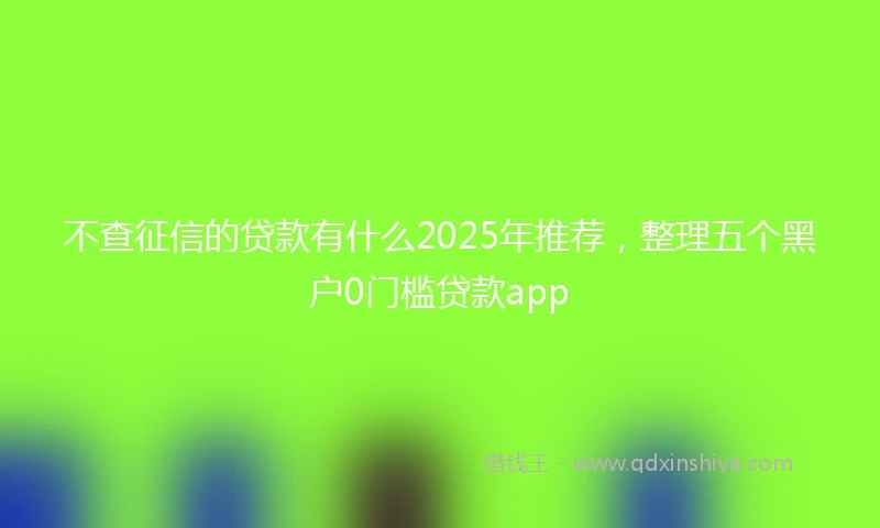 不查征信的贷款有什么2025年推荐，整理五个黑户0门槛贷款app