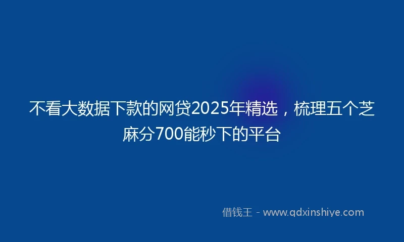 不看大数据下款的网贷2025年精选，梳理五个芝麻分700能秒下的平台