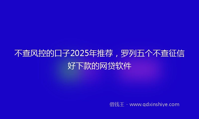 不查风控的口子2025年推荐，罗列五个不查征信好下款的网贷软件