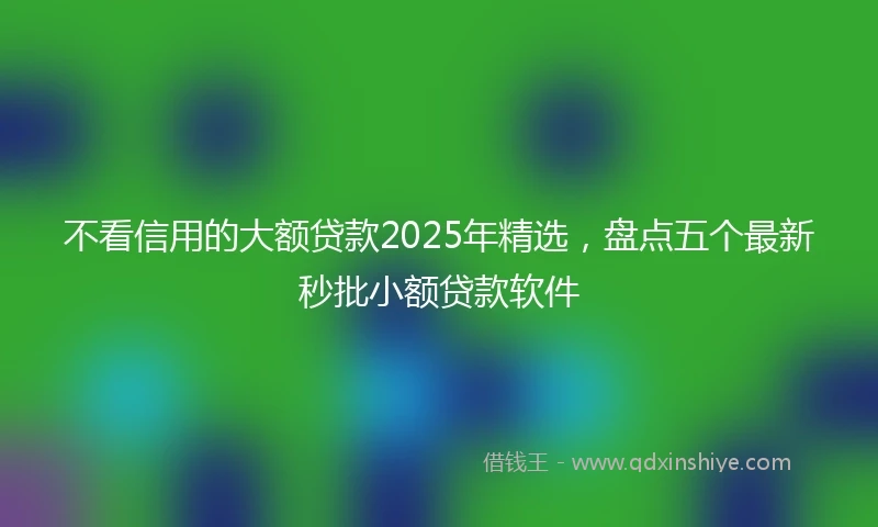 不看信用的大额贷款2025年精选，盘点五个最新秒批小额贷款软件