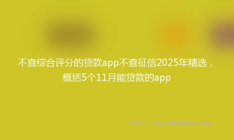 不查综合评分的贷款app不查征信2025年精选，概括5个11月能贷款的app