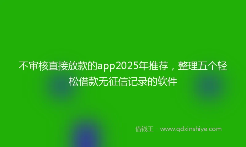 不审核直接放款的app2025年推荐，整理五个轻松借款无征信记录的软件