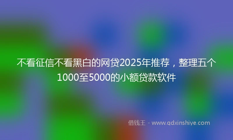 不看征信不看黑白的网贷2025年推荐，整理五个1000至5000的小额贷款软件