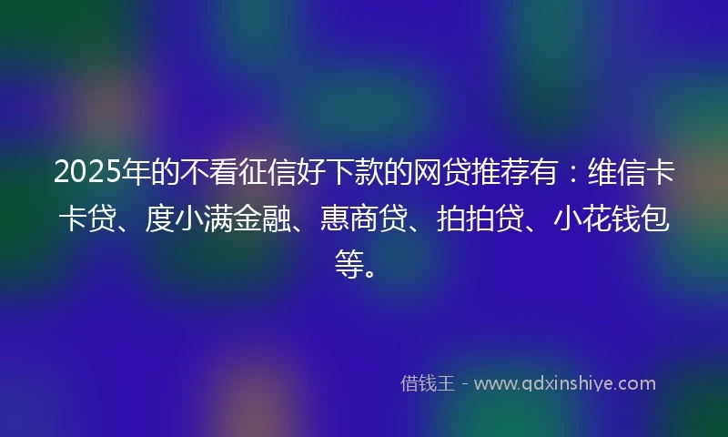 2025年的不看征信好下款的网贷推荐有：维信卡卡贷、度小满金融、惠商贷、拍拍贷、小花钱包等。