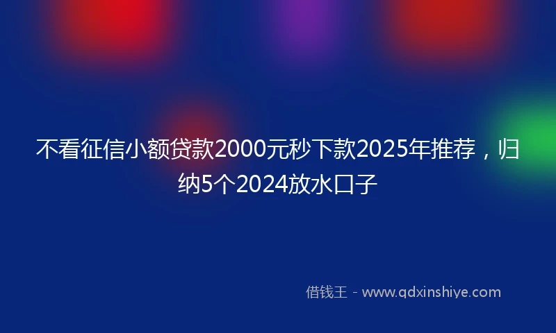 不看征信小额贷款2000元秒下款2025年推荐，归纳5个2024放水口子