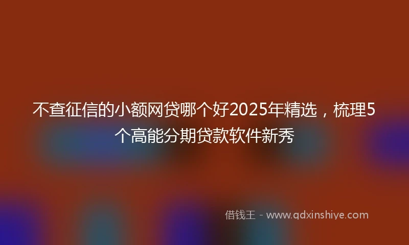 不查征信的小额网贷哪个好2025年精选，梳理5个高能分期贷款软件新秀