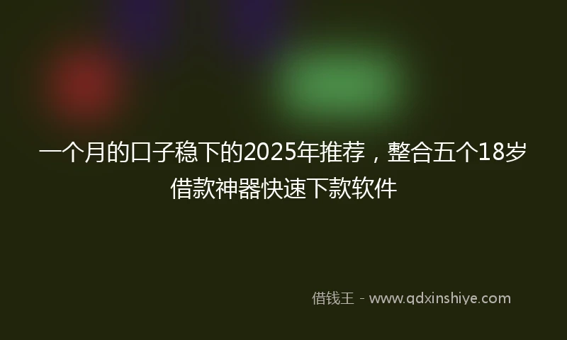 一个月的口子稳下的2025年推荐，整合五个18岁借款神器快速下款软件