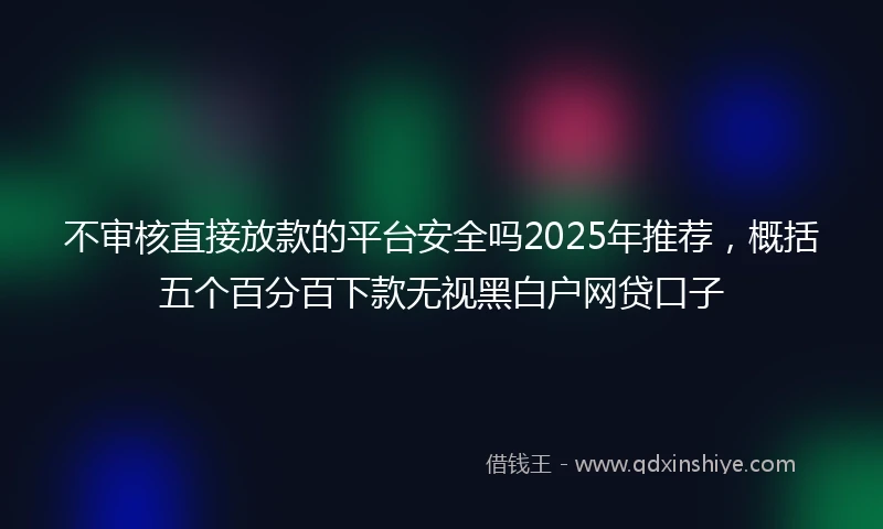 不审核直接放款的平台安全吗2025年推荐，概括五个百分百下款无视黑白户网贷口子