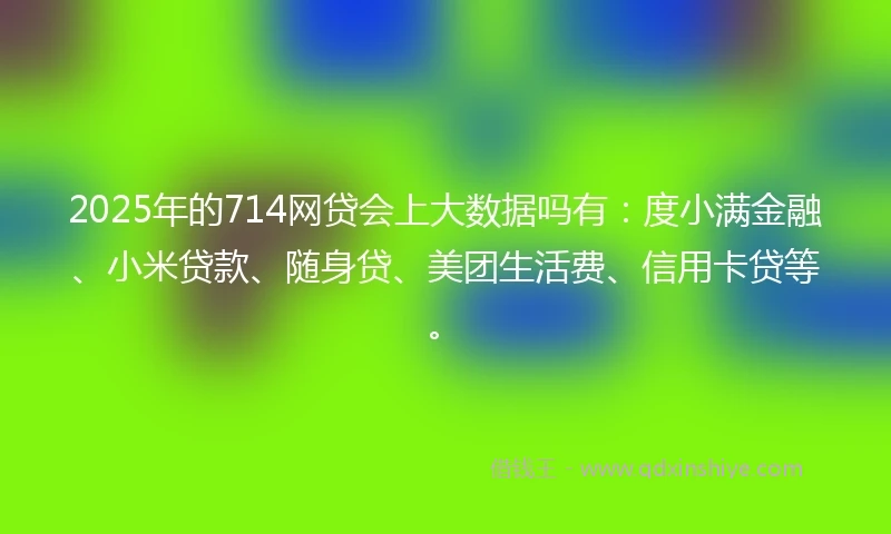 2025年的714网贷会上大数据吗有：度小满金融、小米贷款、随身贷、美团生活费、信用卡贷等。