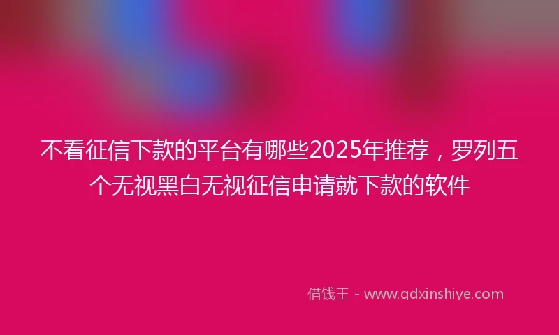 不看征信下款的平台有哪些2025年推荐，罗列五个无视黑白无视征信申请就下款的软件