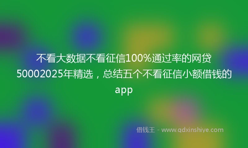 不看大数据不看征信100%通过率的网贷50002025年精选，总结五个不看征信小额借钱的app