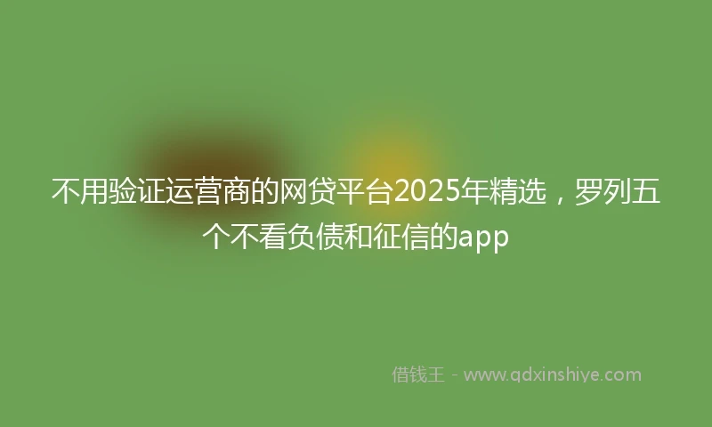 不用验证运营商的网贷平台2025年精选，罗列五个不看负债和征信的app