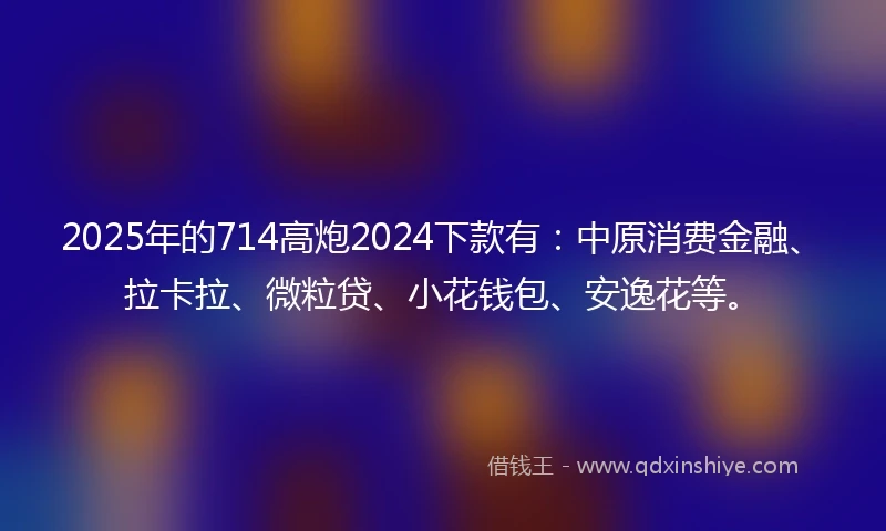 2025年的714高炮2024下款有：中原消费金融、拉卡拉、微粒贷、小花钱包、安逸花等。