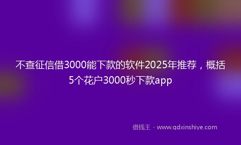 不查征信借3000能下款的软件2025年推荐,概括5个花户3000秒下款app
