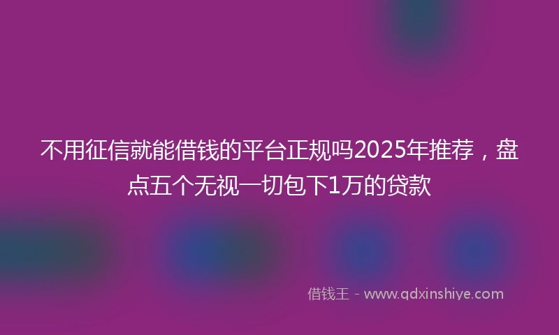 不用征信就能借钱的平台正规吗2025年推荐，盘点五个无视一切包下1万的贷款
