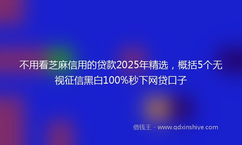 不用看芝麻信用的贷款2025年精选，概括5个无视征信黑白100%秒下网贷口子