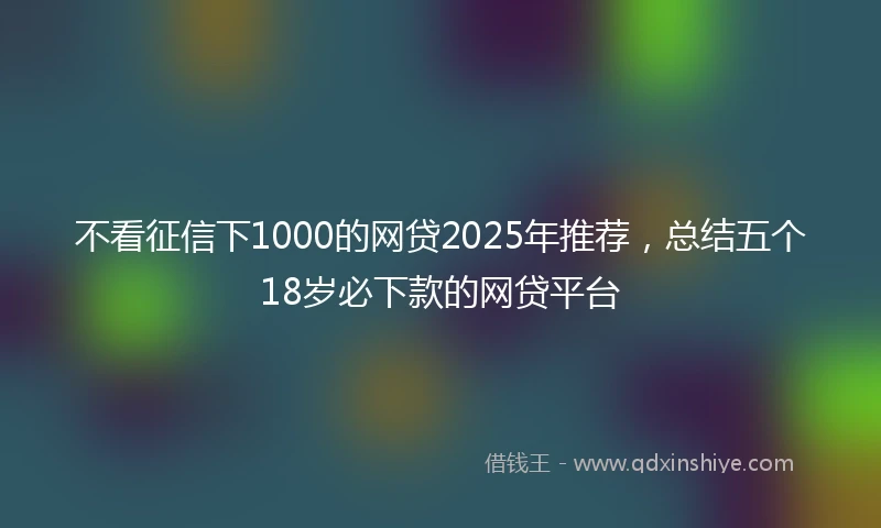 不看征信下1000的网贷2025年推荐，总结五个18岁必下款的网贷平台
