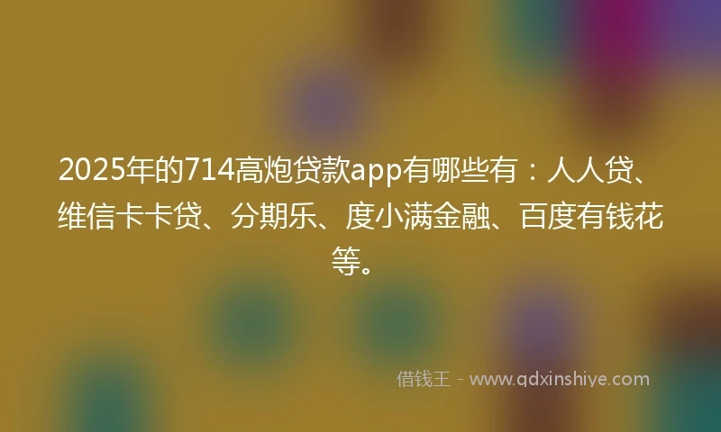 2025年的714高炮贷款app有哪些有：人人贷、维信卡卡贷、分期乐、度小满金融、百度有钱花等。