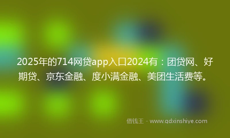 2025年的714网贷app入口2024有：团贷网、好期贷、京东金融、度小满金融、美团生活费等。