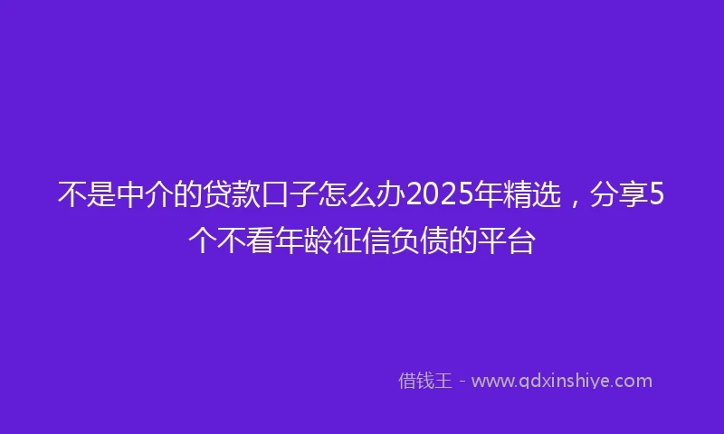 不是中介的贷款口子怎么办2025年精选，分享5个不看年龄征信负债的平台