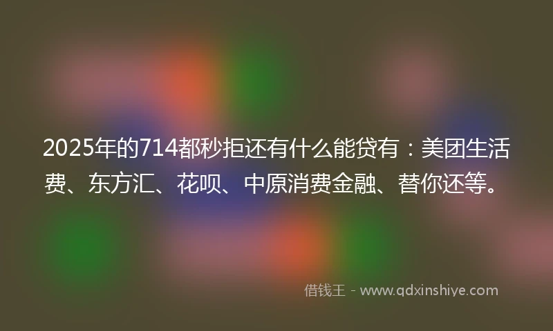 2025年的714都秒拒还有什么能贷有：美团生活费、东方汇、花呗、中原消费金融、替你还等。