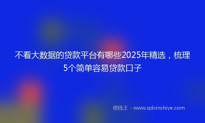 不看大数据的贷款平台有哪些2025年精选，梳理5个简单容易贷款口子