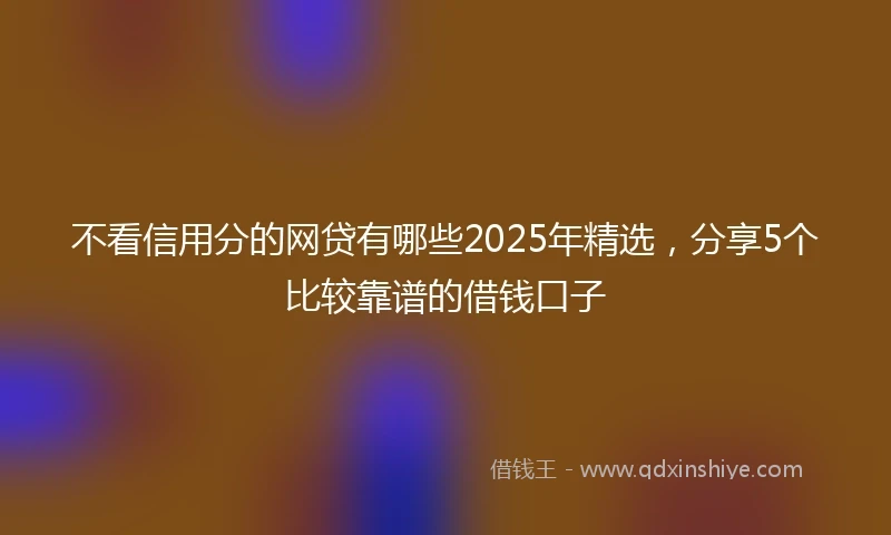 不看信用分的网贷有哪些2025年精选，分享5个比较靠谱的借钱口子