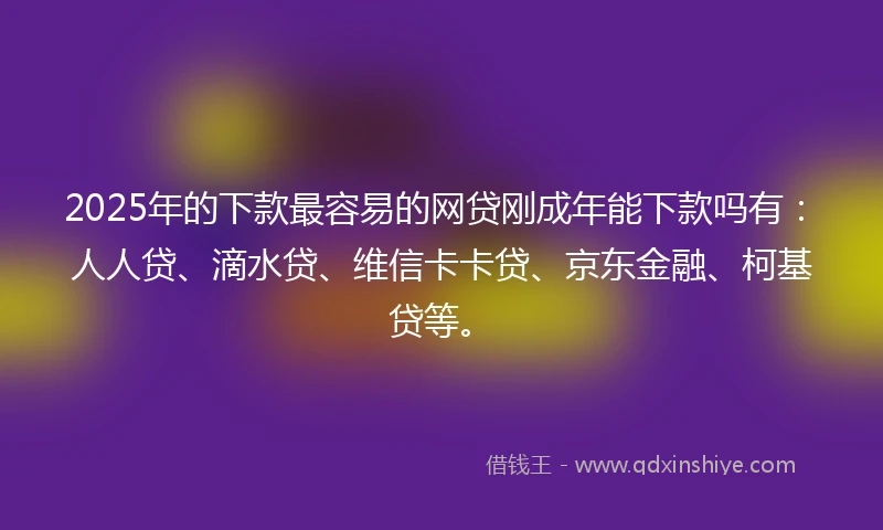 2025年的下款最容易的网贷刚成年能下款吗有：人人贷、滴水贷、维信卡卡贷、京东金融、柯基贷等。