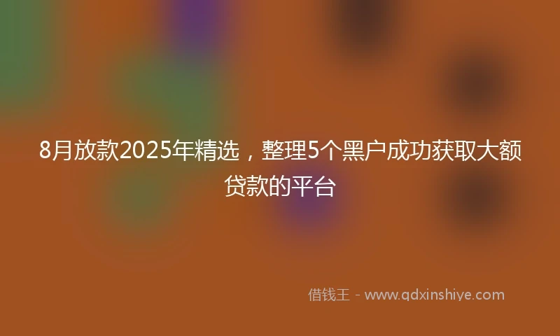 8月放款2025年精选，整理5个黑户成功获取大额贷款的平台