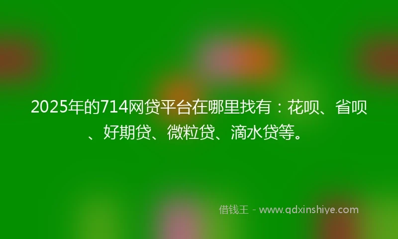 2025年的714网贷平台在哪里找有：花呗、省呗、好期贷、微粒贷、滴水贷等。