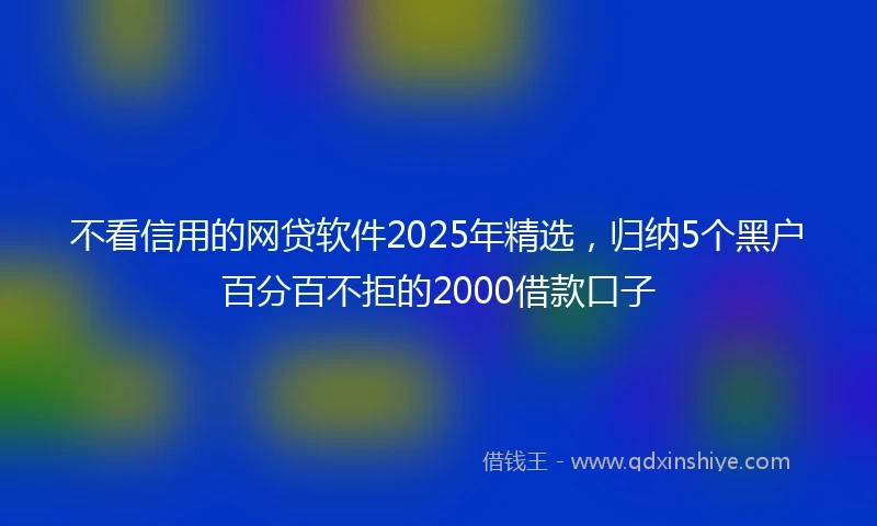 不看信用的网贷软件2025年精选，归纳5个黑户百分百不拒的2000借款口子