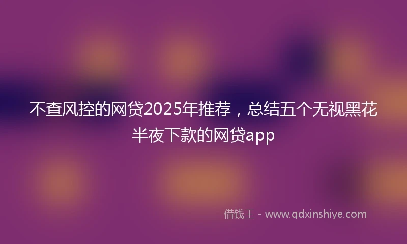 不查风控的网贷2025年推荐，总结五个无视黑花半夜下款的网贷app