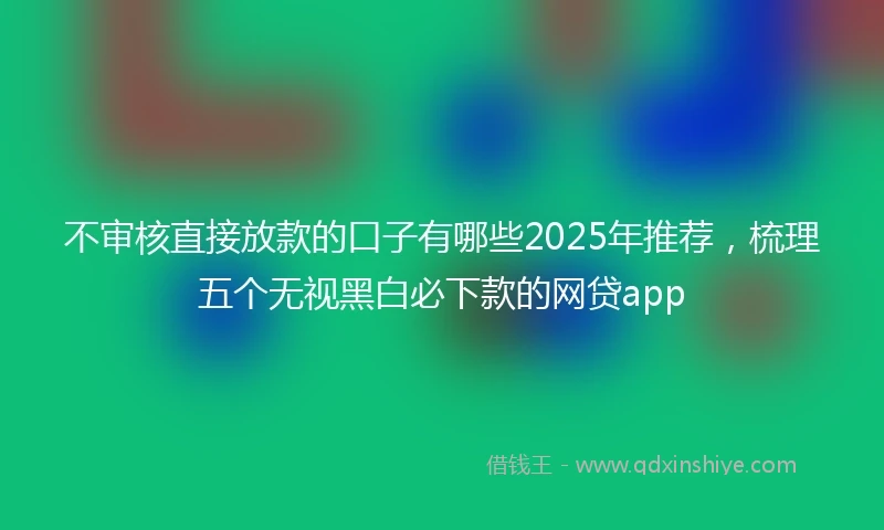 不审核直接放款的口子有哪些2025年推荐，梳理五个无视黑白必下款的网贷app
