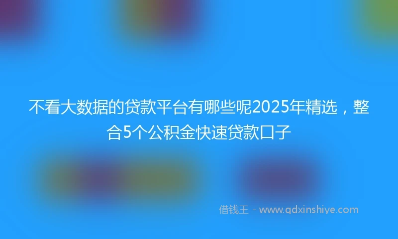 不看大数据的贷款平台有哪些呢2025年精选，整合5个公积金快速贷款口子