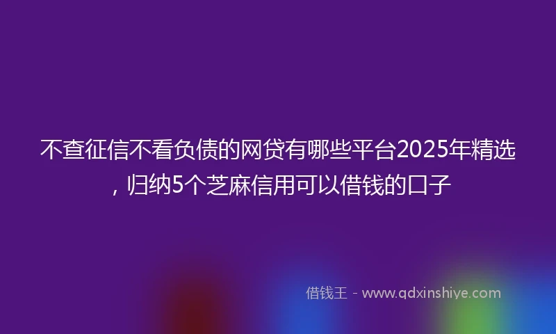 不查征信不看负债的网贷有哪些平台2025年精选，归纳5个芝麻信用可以借钱的口子