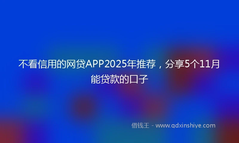 不看信用的网贷APP2025年推荐，分享5个11月能贷款的口子