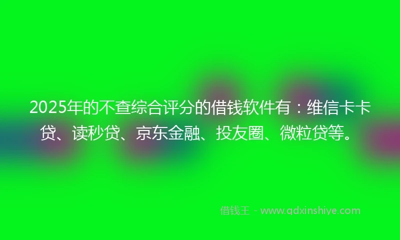 2025年的不查综合评分的借钱软件有：维信卡卡贷、读秒贷、京东金融、投友圈、微粒贷等。