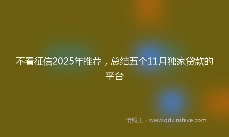不看征信2025年推荐，总结五个11月独家贷款的平台