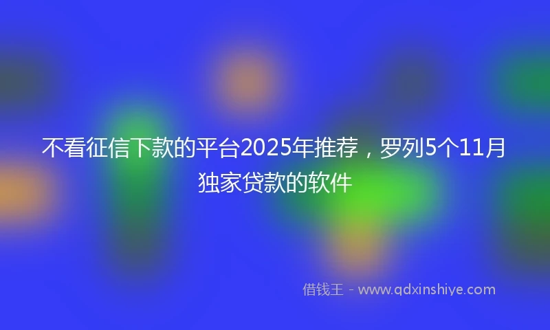 不看征信下款的平台2025年推荐，罗列5个11月独家贷款的软件
