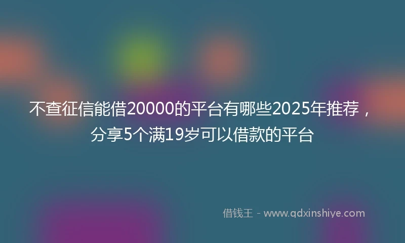 不查征信能借20000的平台有哪些2025年推荐，分享5个满19岁可以借款的平台