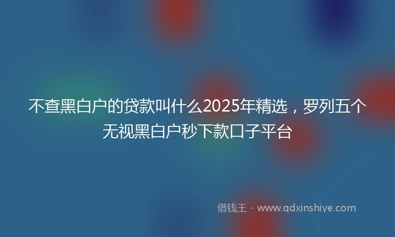 不查黑白户的贷款叫什么2025年精选，罗列五个无视黑白户秒下款口子平台