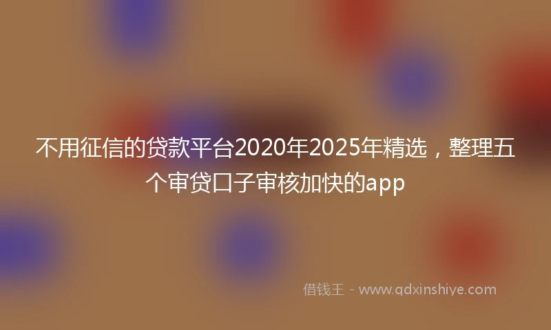 不用征信的贷款平台2020年2025年精选，整理五个审贷口子审核加快的app