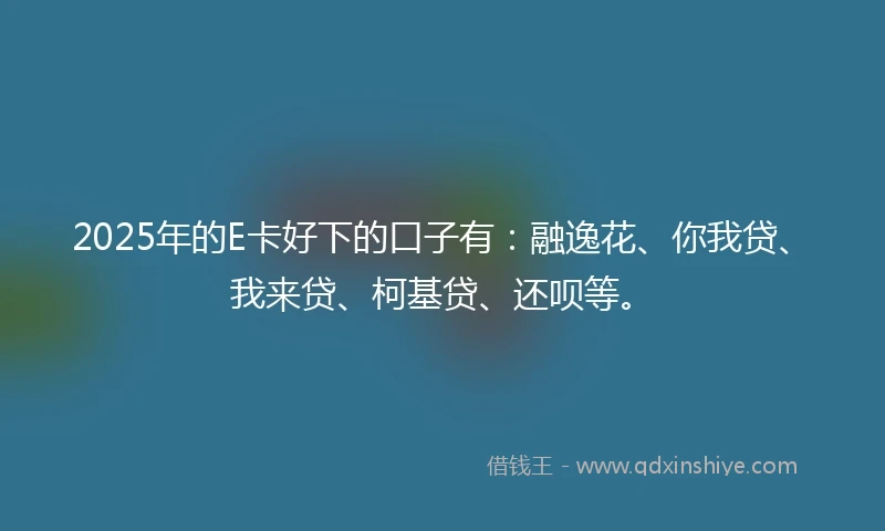 2025年的E卡好下的口子有：融逸花、你我贷、我来贷、柯基贷、还呗等。