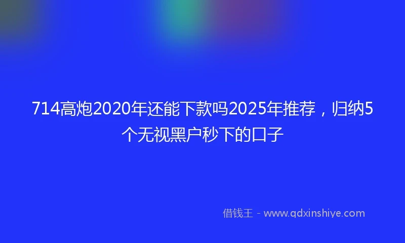 714高炮2020年还能下款吗2025年推荐，归纳5个无视黑户秒下的口子